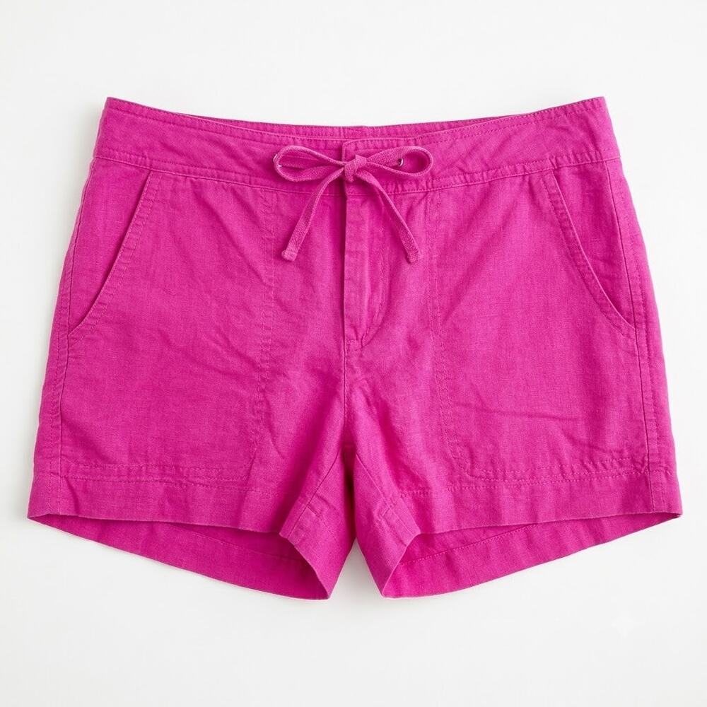Banana Republic Linen Drawstring Utility Shorts Pink Mid Rise Casual Womens 4